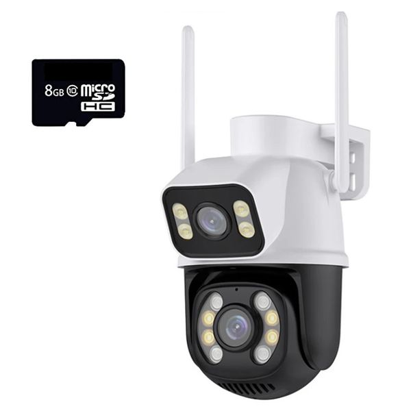 Dual Lens Dual View IR Vision In/ Outdoor Wireless Security Camera &amp; 8GB SD
