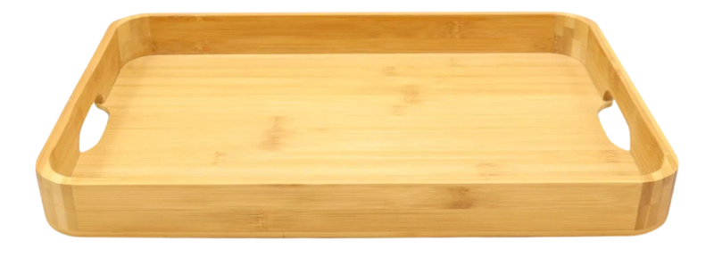 Sturdy Smooth Bamboo Food Tea Butler Tray Platter With Handles