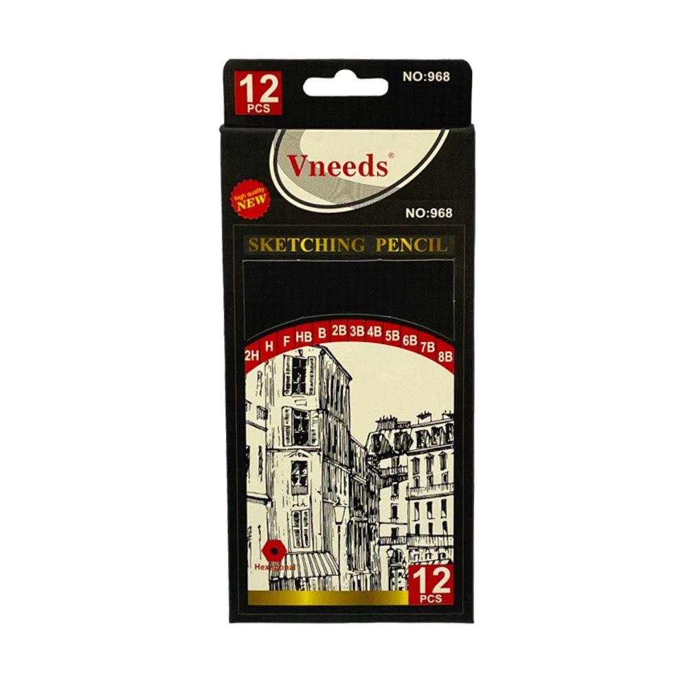 Vneeds 12PC Professional Drawing Sketching Pencil Set Art Pencil