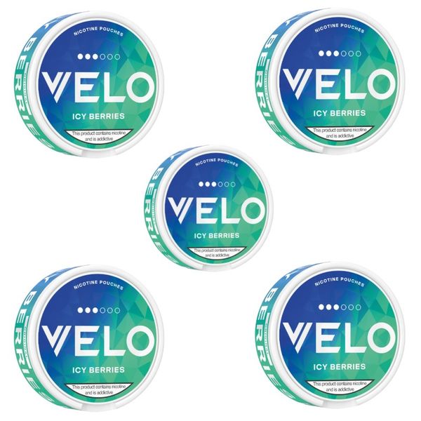 Velo Slim Nicotine Pouches - Icy Berries 10mg - 5 Pack (100 Pouches)