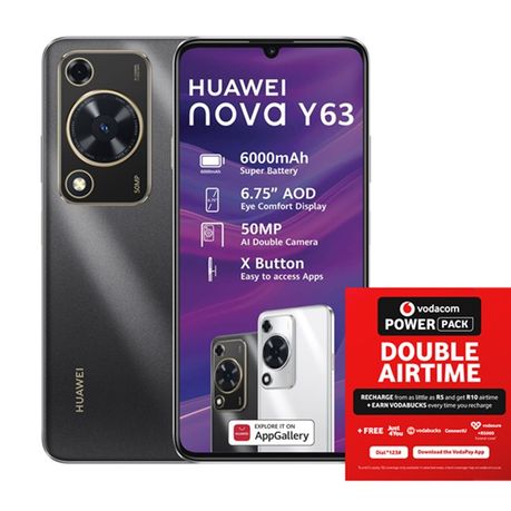 HUAWEI Nova Y63 6GB+128GB LTE Dual Sim - Black + Vodacom SIM Card Pack Image