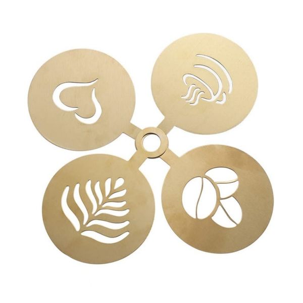 Set of 4 Stainless Steel Coffee Stencils for Cappuccino,
