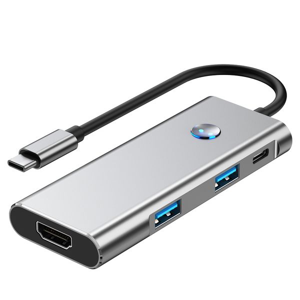 6-in-1 USB-C Hub with 100W PD, 2 Type-C 3.2, 2 USB 3.0, 4K HDMI