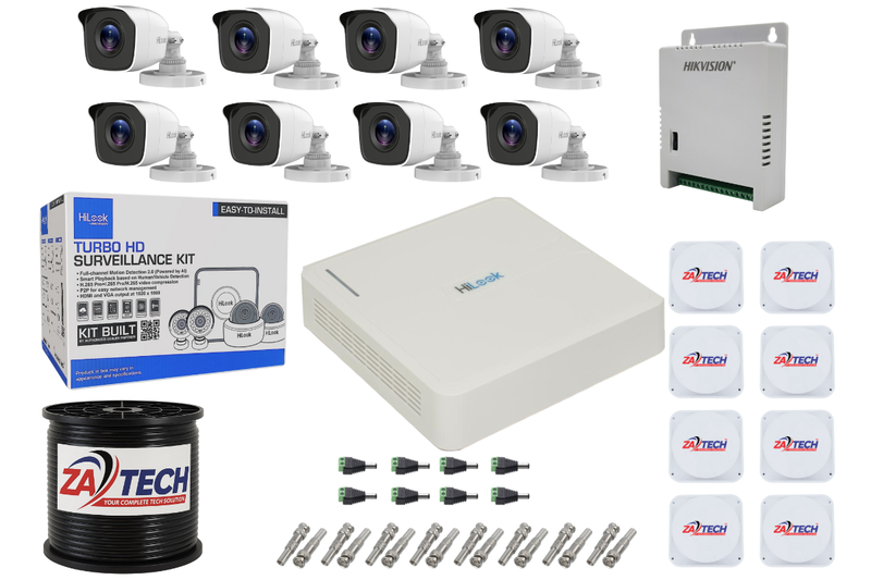HiLook 8CH CCTV Kit With Zatech RG59 Cable Roll, Junction Boxes
