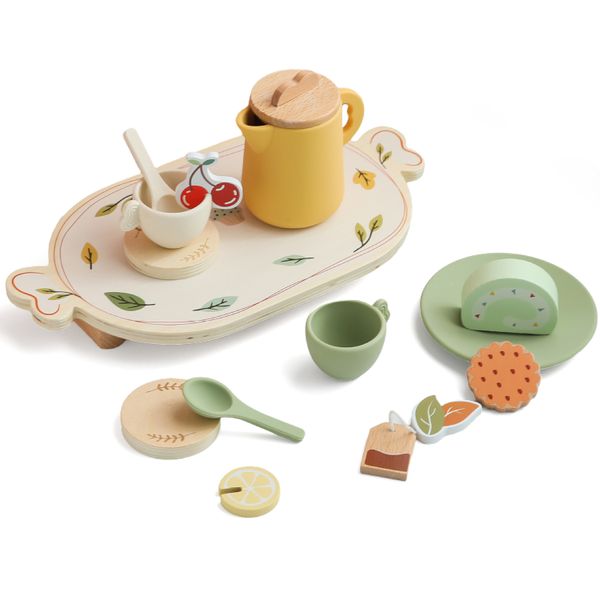 Tea Party Set for Little Girls, Silicone &amp; Wooden Tea Set for Toddler