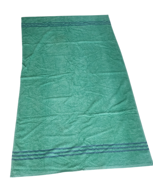 Arc Collection Bath Sheet in Teal with Horizontal Stripes of Darker Blue