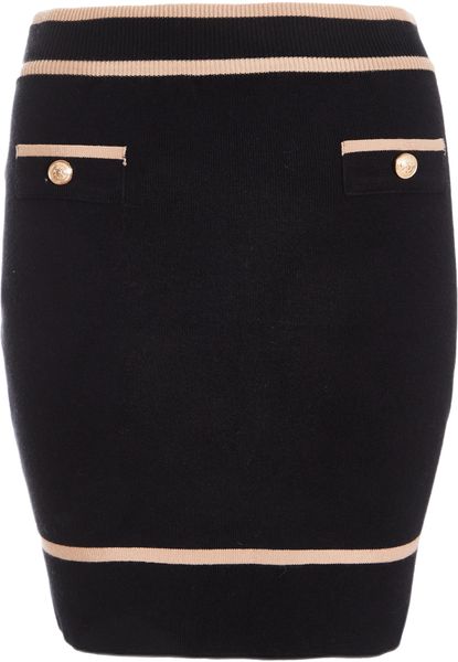 Quiz - Women Black Knit Contrast Trim Mini Skirt