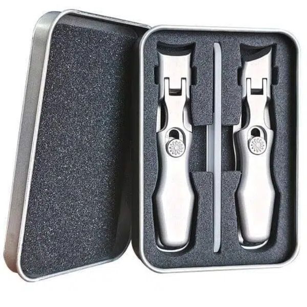 Portable Ultra Sharp Nail Clippers,(Silver Flat + Beveled + Glass Set)