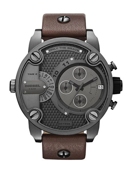 Diesel Men's The Daddies Series Gunmetal Round Leather Watch -DZ7258