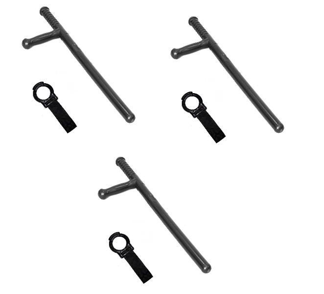 Investify Bulk Pack of 3 Sets Tonfa Security Baton and Belt Holder