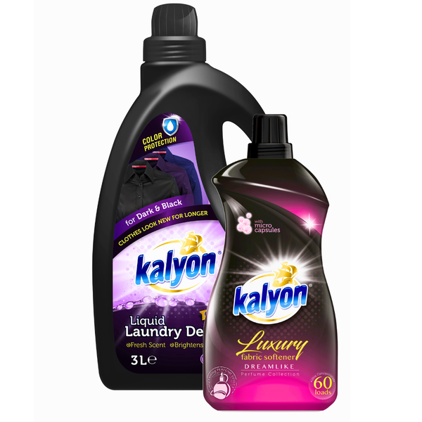 Kalyon 3L Dark Liquid Detergent, 1.5L Ultra Concentrate Softener, Dreamlike