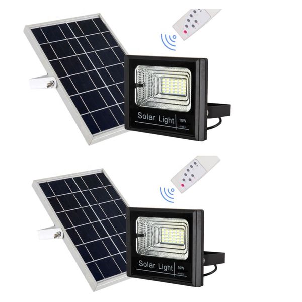 2 Pack - 10w Solar LED Floodlight With Remote