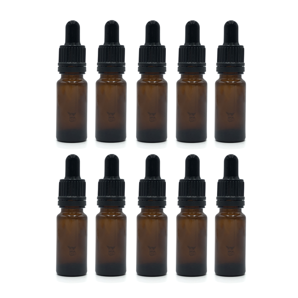 Amber Essential Oil Glass Bottle with Pipette - 10ml x 10