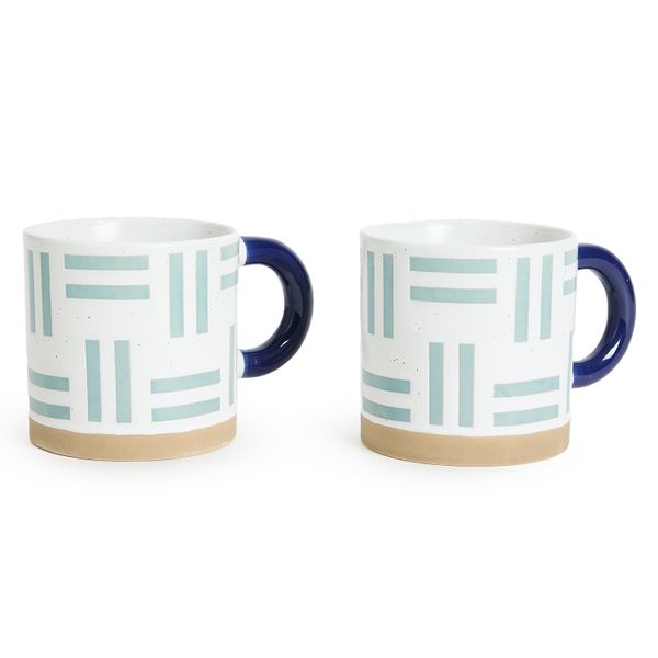 George &amp; Mason Dash Stoneware Coffee &amp; Tea Mugs 400ml - Set of 2 - Blue