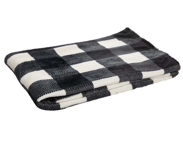 Essentials - Big Check Flannel Fleece Throw - 125 x 150cm