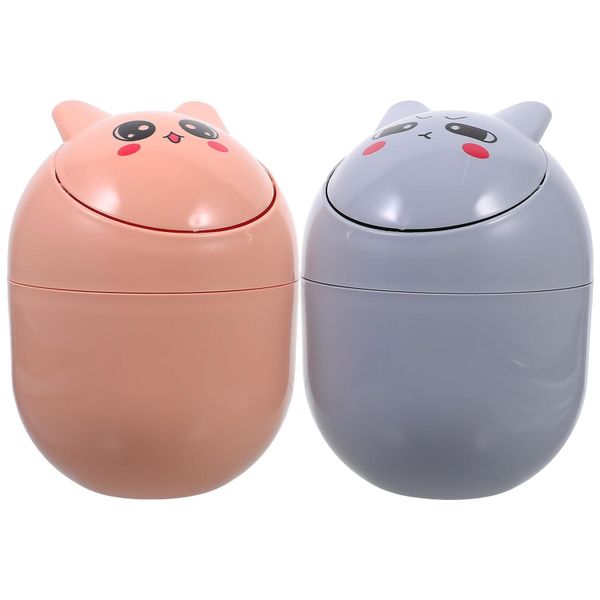 Mini Desktop Trash Can with Lid Nordic Style Plastic Wastebasket for Office