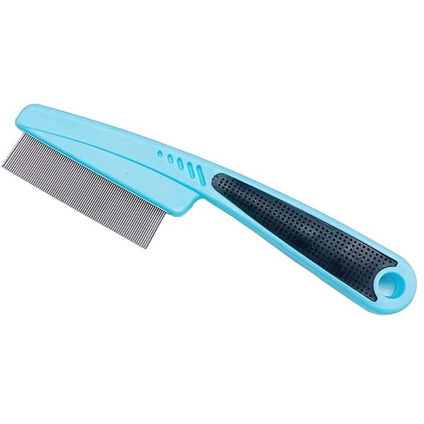 Pet Fine Grooming Comb - Curved, High-Density Teeth, Anti-Slip Handle