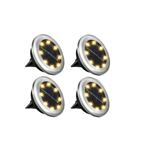 Solar-Powered in-Ground Garden Lights With Warm Light, 4-Pack