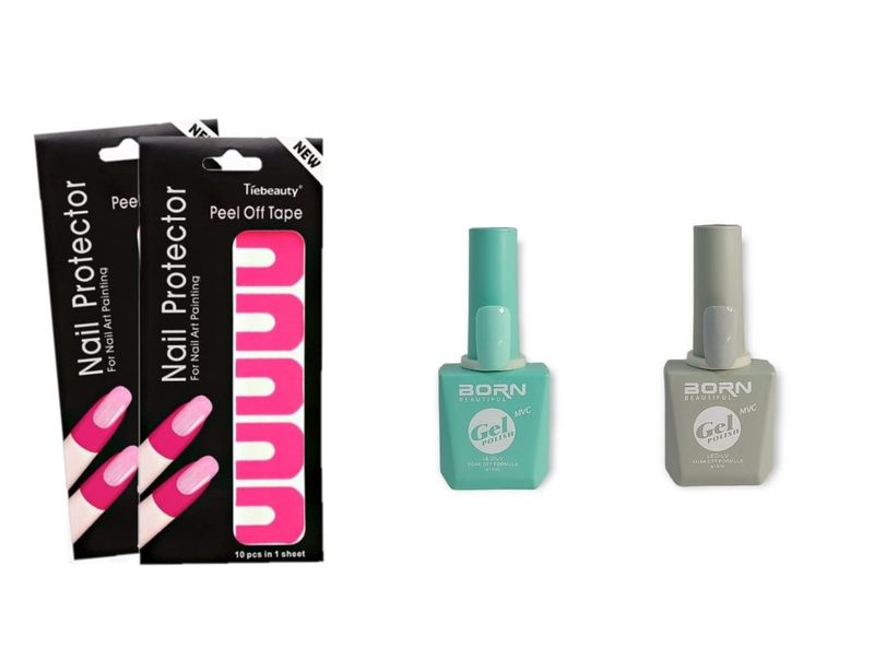 UV/LED Born Beautiful Gel Nail Polish Set of 2 &amp; Peel-Off Tape