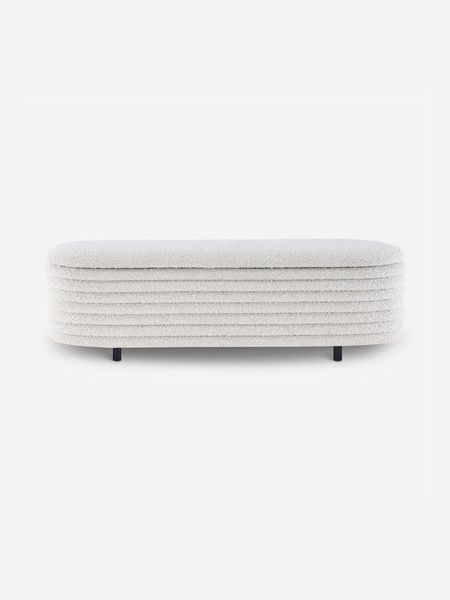 White Oval Storage Ottoman