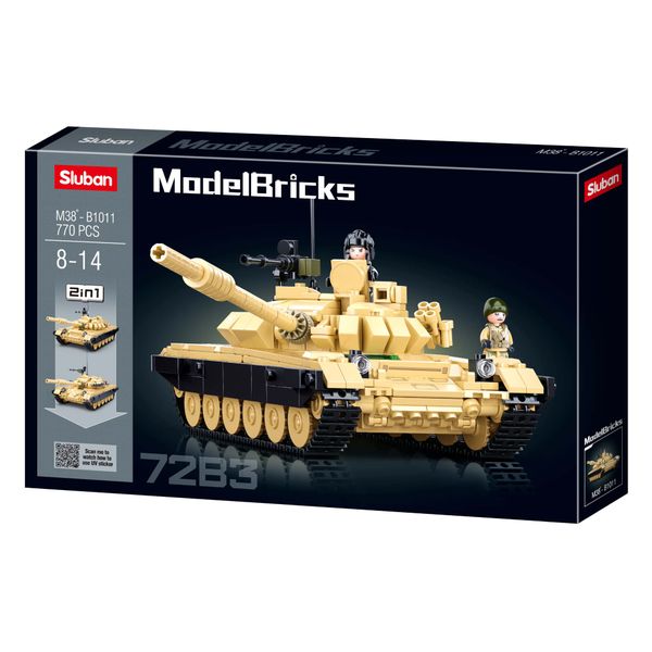 Sluban Building Set: Model Bricks 2-in-1 T-72B3 Main Battle Tank - 770 Pieces