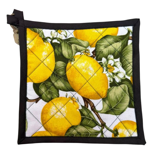 Gift Emporium 100% Linen Cotton Pot Holder - Lemon Orchard Print