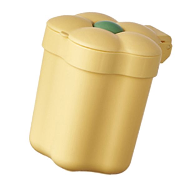 Desktop Flower Shape Trash Bin with Lid, Large Opening Paper Basket, Yellow