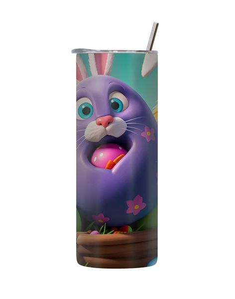 Eggs 20 Oz Tumbler with Lid Straw Trendy Easter Bunny Egg Graphic Gift 181