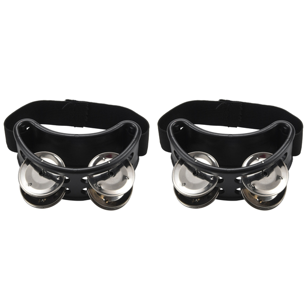 2X Percussion Foot Tambourine With Metal Jingles Black