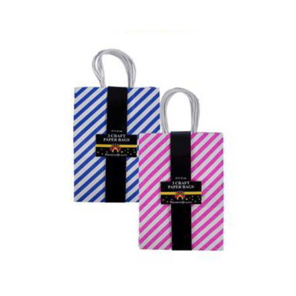Kraft Gift Bags Stripes Small