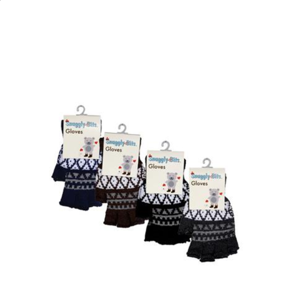 Adult Open Finger Triangle Design Gloves x 4