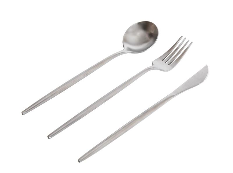 Matt Sleek Silver Cutlery Set Of 6