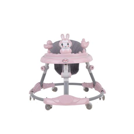 Baby Walker With Music Multifunctional Foldable Walker Pink Image