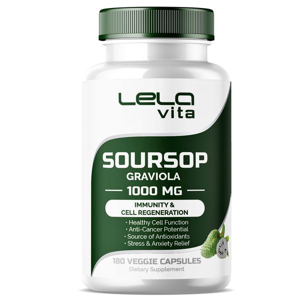 LELAVITA - Soursop Capsules - 180 Veggie Capsules - 3 Months Supply