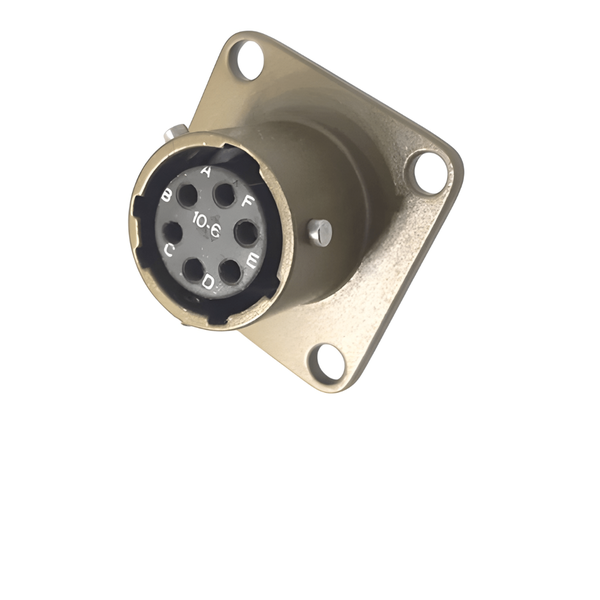 XY3112E-10-6SW: MIL-DTL-26482 Square Flange Receptacle, 6-Pole, "W