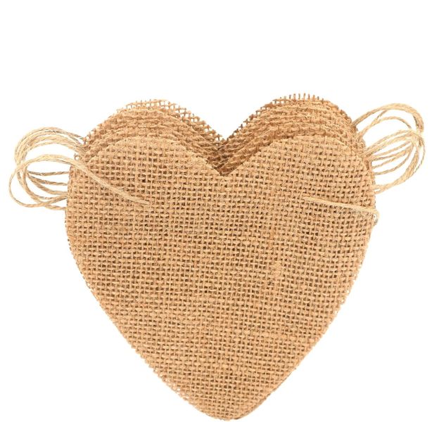 Decor Party Burlap Flag Banner Heart Shape Bunting Flags 15 Pieces