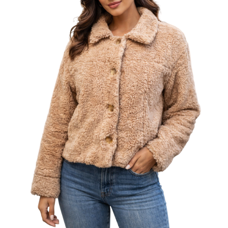 Missy Missi Button Front Fleece Teddy Jacket