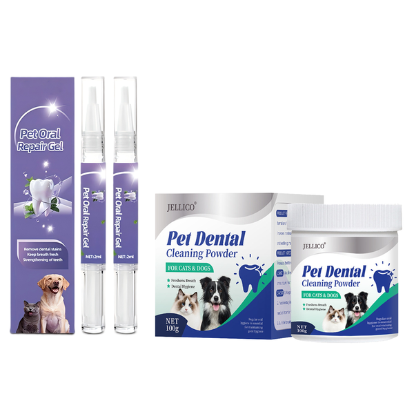 Pet Dental Care Set Dental Oral Hygiene Powder &amp; Repair Gel for Dogs &amp; Cats