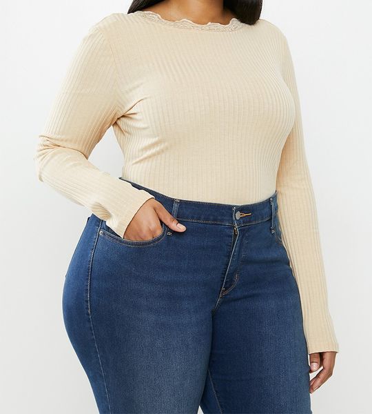 Women's Glamorous Plus Open Back Bodysuit - Stone