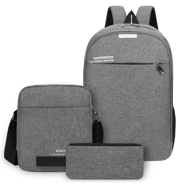 Modern Backpack with Messenger Bag Handbag External USB (3 Piece Set)