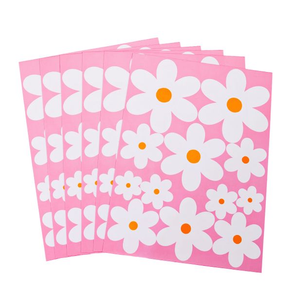 72PCS White Daisy Window Clings,9 Sheets Double-Sided Flower Stickers