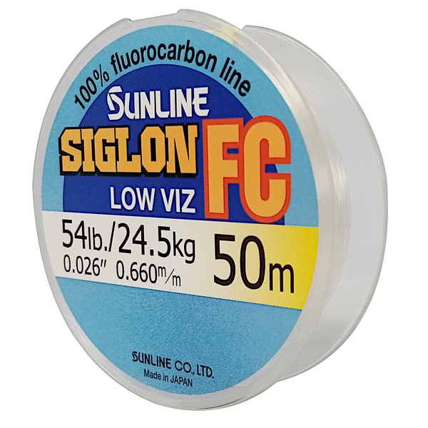 Siglon Fluorocarbon Leader Fishing Line 24.5KG/54Lb .66MM Colour Clear 50m Spool
