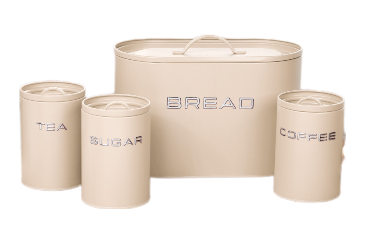Royal Homeware 4pc Breadbin and Canister set 3D Letter Design