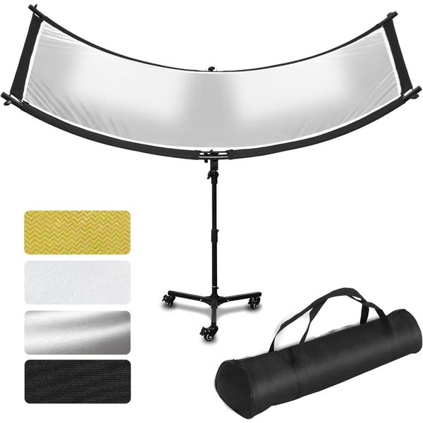 U-Shape Light Reflector Curved Reflector with Rolling Stand for Photography