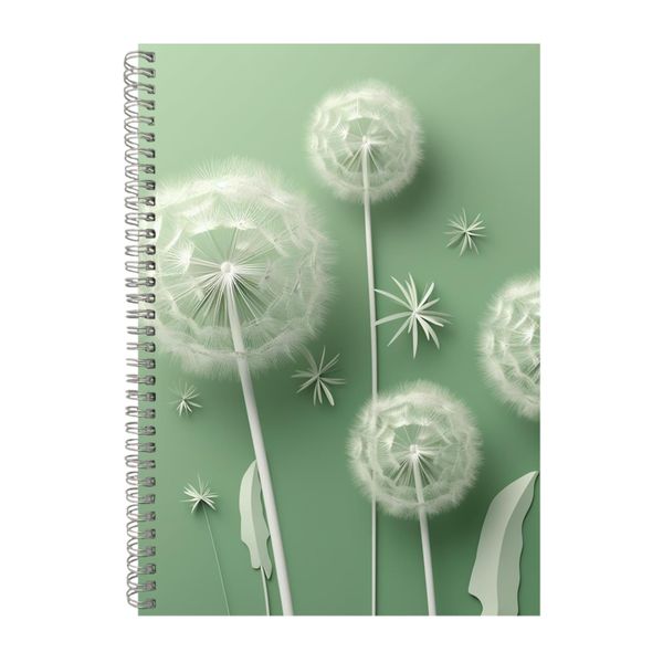 3D White Dandelions Light Green Notebook Gift Idea A4 Notepad Pad 108