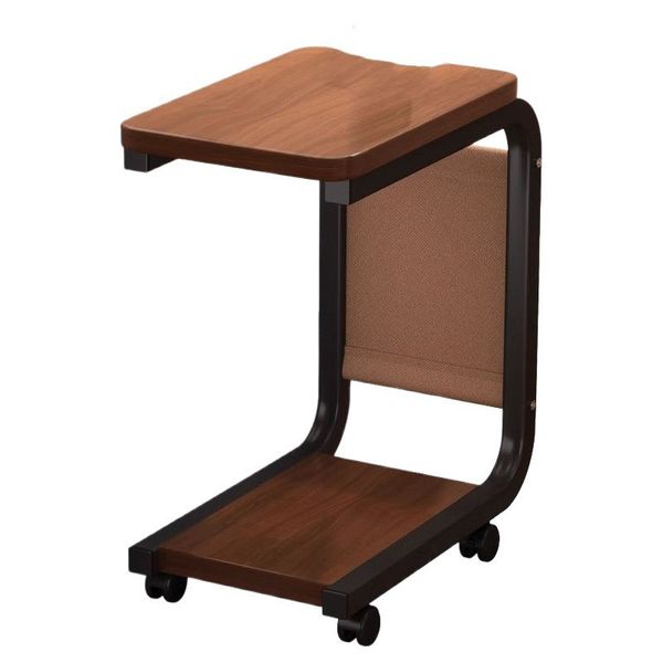 Household Movable Living Room Sofa Side With Wheels C-Shaped Shelf