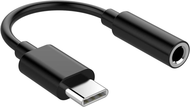 USB Type C to AUX 3.5mm Female Headphone Jack Adapter Cable Black