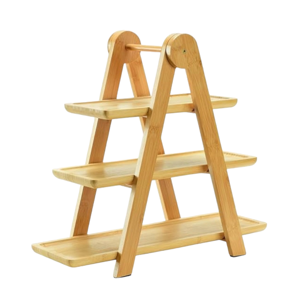 Bamboo 3 Tier Storage Organizer Serving Tray