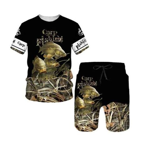 Vibrant Carp Fish Print T-Shirt and Pants Summer Clothing Apparel