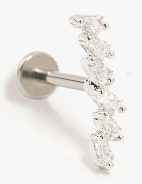 Lovisa Titanium Baguette Cubic Zirconia Crawler Single Flatback